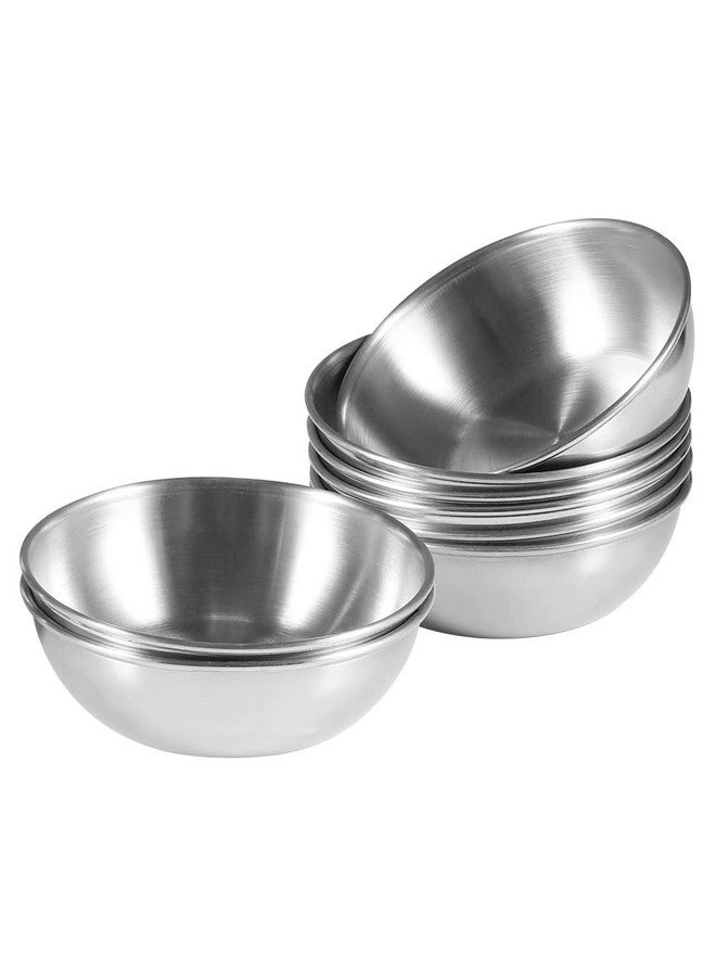 Amytalk 8 Pack 3.5inch Stainless Steel Sauce Dishes Mini Individual Saucers Bowl Round Seasoning Dishes Sushi Dipping Bowl Appetizer Plates, Sliver - Image 1