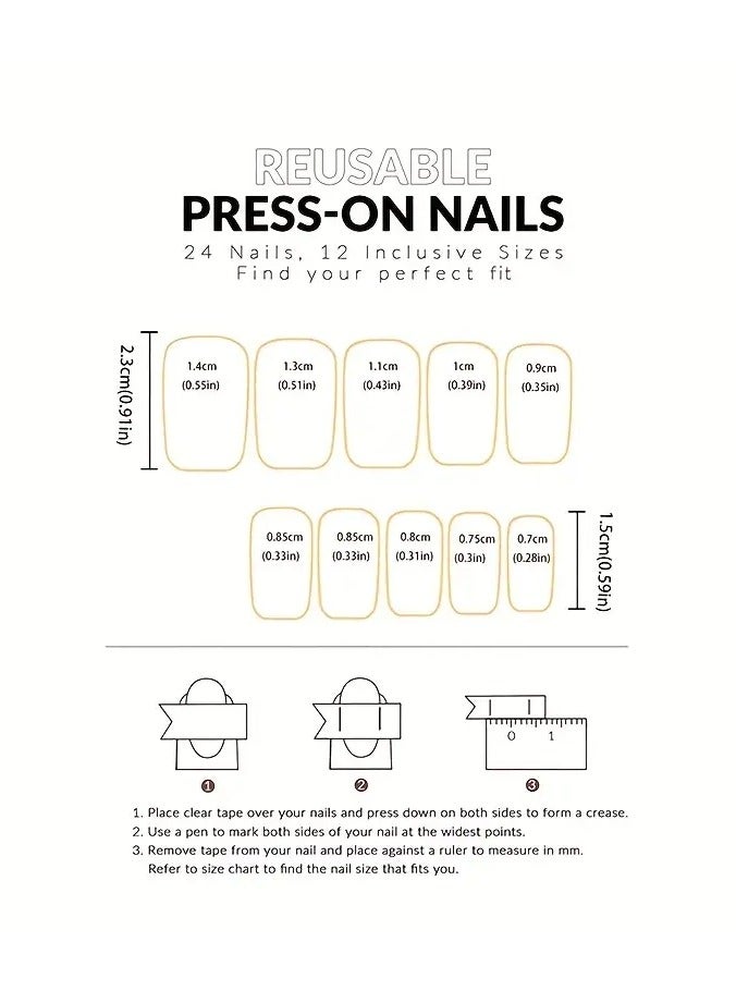 ORiTi 24pcs Gradient Nails, Blue Butterfly Press On Nails With Silver Glitter Design, Glossy Full Cover Medium Square Cute False Nails For Women  Daily Wear - Image 4