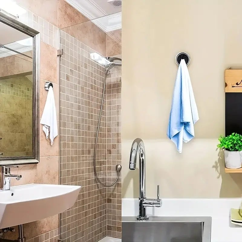 6pcs Adhesive Wall Mounted Towel Holder, Suction Cup Towel Clip For Bathroom & Kitchen - Image 2