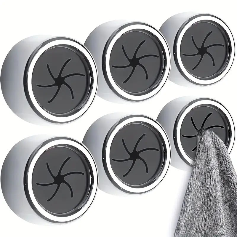 6pcs Adhesive Wall Mounted Towel Holder, Suction Cup Towel Clip For Bathroom & Kitchen - Image 1