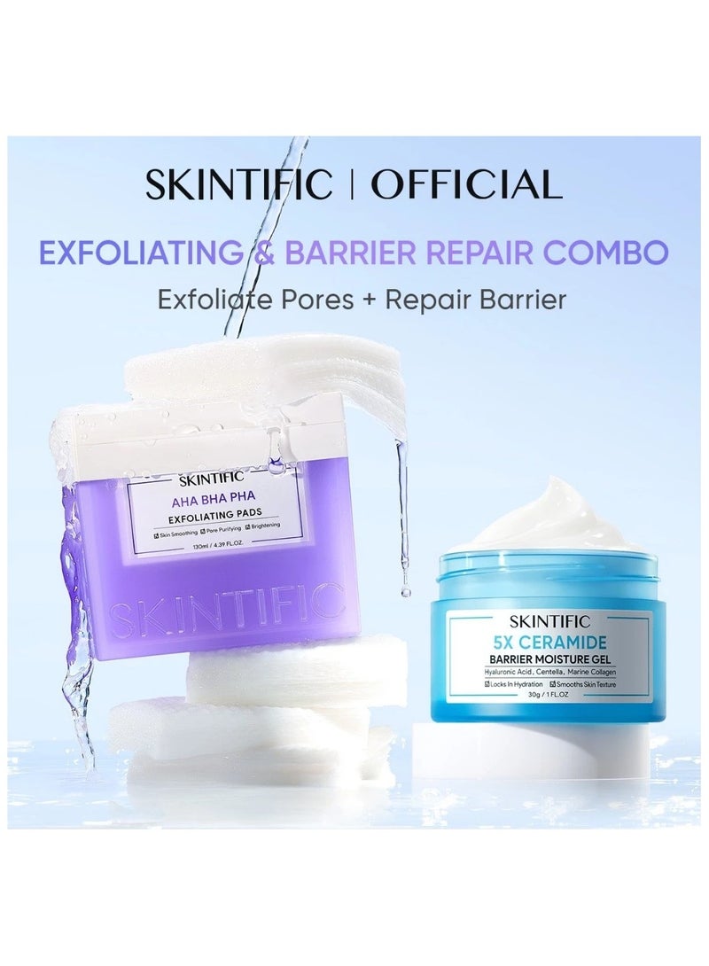 سكينتفيك كريم ترطيب وإصلاح حاجز البشرة بخلاصة 5% من السيراميد (30 جم) من سكينتيفك + مناديل التقشير بحمض AHA وBHA وPHA (130 مل) من سكينتيفك | مجموعة عناية بالبشرة للترطيب والتقشير لبشرة ناعمة، صحية ومشرقة - Image 1