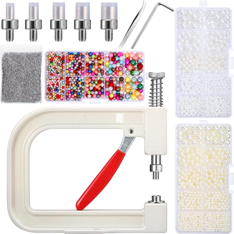 Hotop Pearl Setting Machine and Hand Press Pearl Setting Tools, Beads Rivet Fixing Machine with Beads Screw Heads Tweezers for DIY Crafts Accessories - Image 1