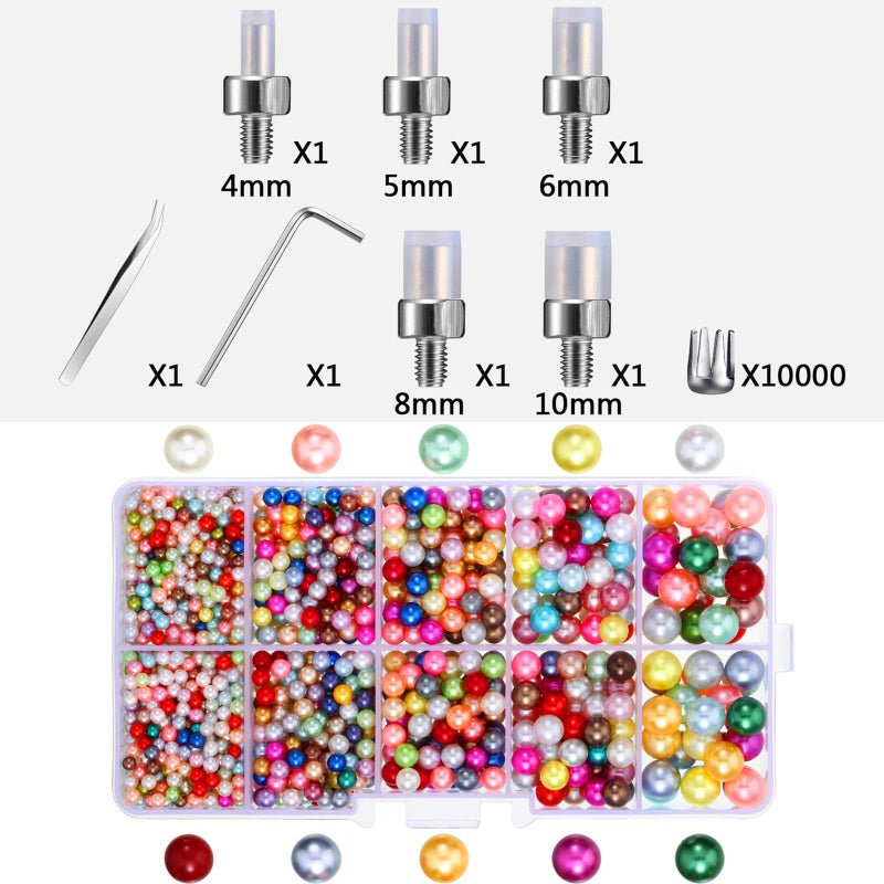 Hotop Pearl Setting Machine and Hand Press Pearl Setting Tools, Beads Rivet Fixing Machine with Beads Screw Heads Tweezers for DIY Crafts Accessories - Image 2