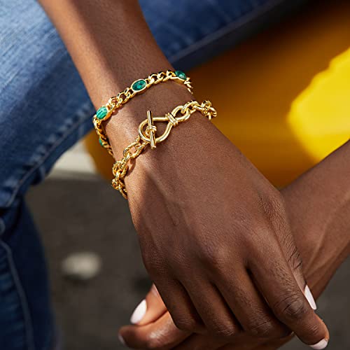 FRUMOS Dainty Layering Bracelets for Women 18 k Gold Plated Fashion Chunky Cuban Paperclip Link Chain Bracelets Jewelry for Women Girls Gift(Twisted thick Bracelets) - Image 5