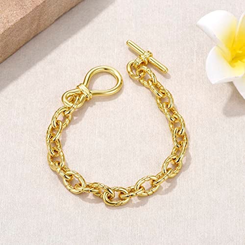 FRUMOS Dainty Layering Bracelets for Women 18 k Gold Plated Fashion Chunky Cuban Paperclip Link Chain Bracelets Jewelry for Women Girls Gift(Twisted thick Bracelets) - Image 3