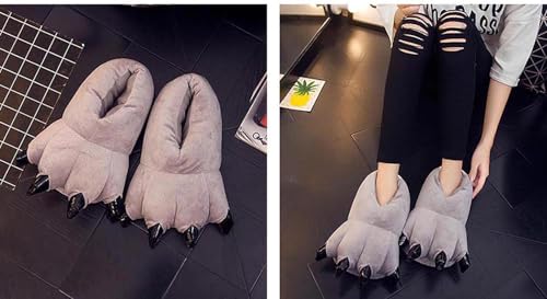 acdiac Unisex Soft Monster Claw Slippers Fun Dino Slippers Animal Paw Shoes For Men Women Boy Girl With Home Halloween Party Cosply Costume Footwear (S, gray) - Image 2