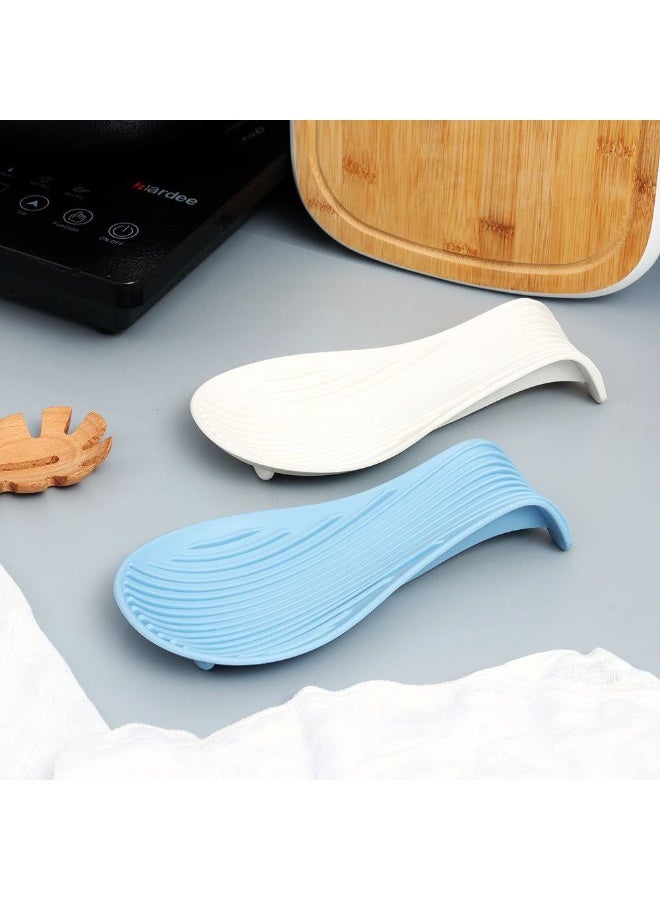 Non-slip Silicone Spoon Rest Holder Blue Stove Top Utensil Rack Kitchen Scoop Storage, Spoon Holder Silicone Spoon Cushions Efficient Large Spoon Rest Holder - Image 5