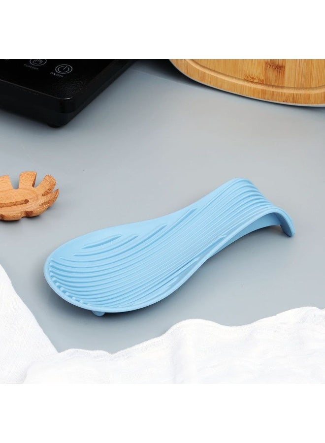 Non-slip Silicone Spoon Rest Holder Blue Stove Top Utensil Rack Kitchen Scoop Storage, Spoon Holder Silicone Spoon Cushions Efficient Large Spoon Rest Holder - Image 4