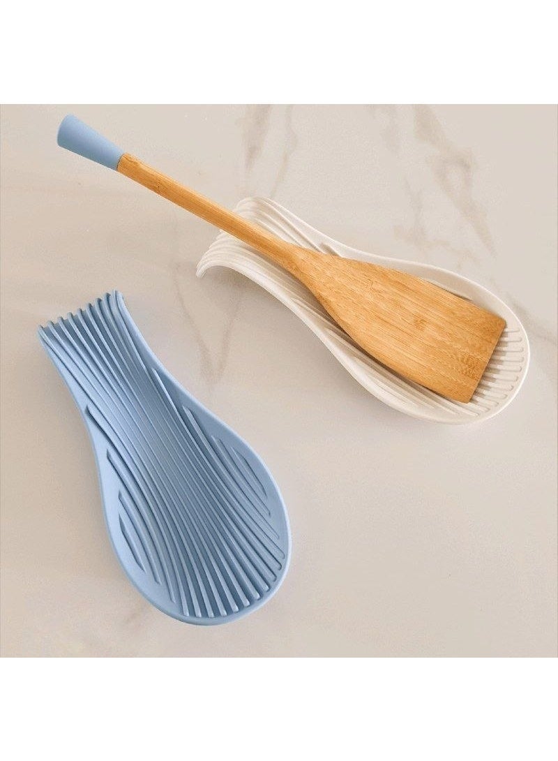 Non-slip Silicone Spoon Rest Holder Blue Stove Top Utensil Rack Kitchen Scoop Storage, Spoon Holder Silicone Spoon Cushions Efficient Large Spoon Rest Holder - Image 3