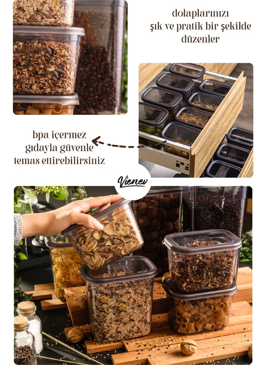 Vienev - 12pcs Colored Labeled Peggy Rectangular Storage Container Set 3x(1500+1150+800+400 ml) Anthracite - Image 1