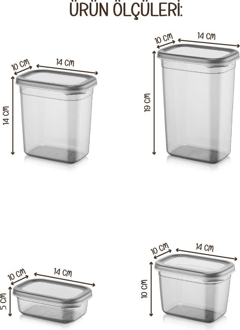 Vienev - 12pcs Colored Labeled Peggy Rectangular Storage Container Set 3x(1500+1150+800+400 ml) Anthracite - Image 1