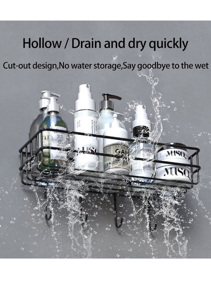 Manhua Kitchen and bathroom storage rack,Wall mounted non perforated storage rack,Black/White - Image 2