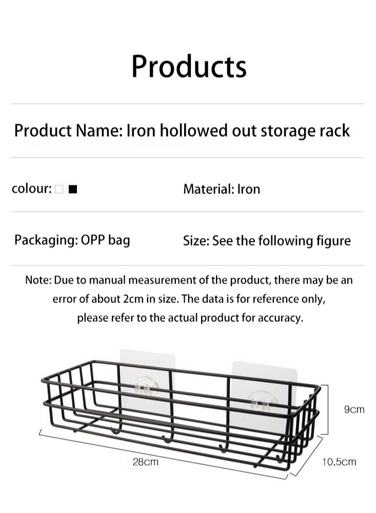 Manhua Kitchen and bathroom storage rack,Wall mounted non perforated storage rack,Black/White - Image 5