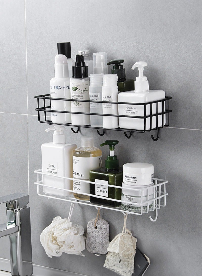 Manhua Kitchen and bathroom storage rack,Wall mounted non perforated storage rack,Black/White - Image 1