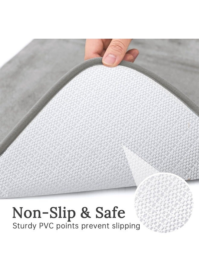 HQ-GAMING Bathroom Rugs Set 4 Piece, Ultra Soft Velvet Memory Foam Bath Rugs, Non-Slip & PVC Backing Bathroom Mat Set, Washable Quick Dry Bathroom Rug, Grey  - Image 3