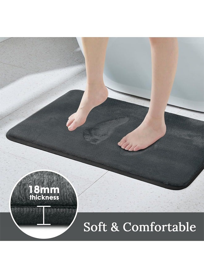HQ-GAMING Bathroom Rugs Set 4 Piece, Ultra Soft Velvet Memory Foam Bath Rugs, Non-Slip & PVC Backing Bathroom Mat Set, Washable Quick Dry Bathroom Rug, Grey  - Image 4