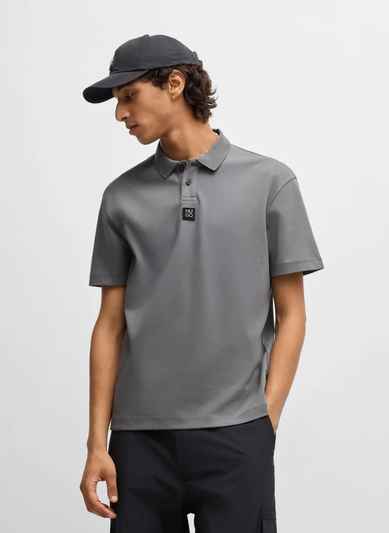 HUGO Interlock-cotton polo shirt with stacked logo