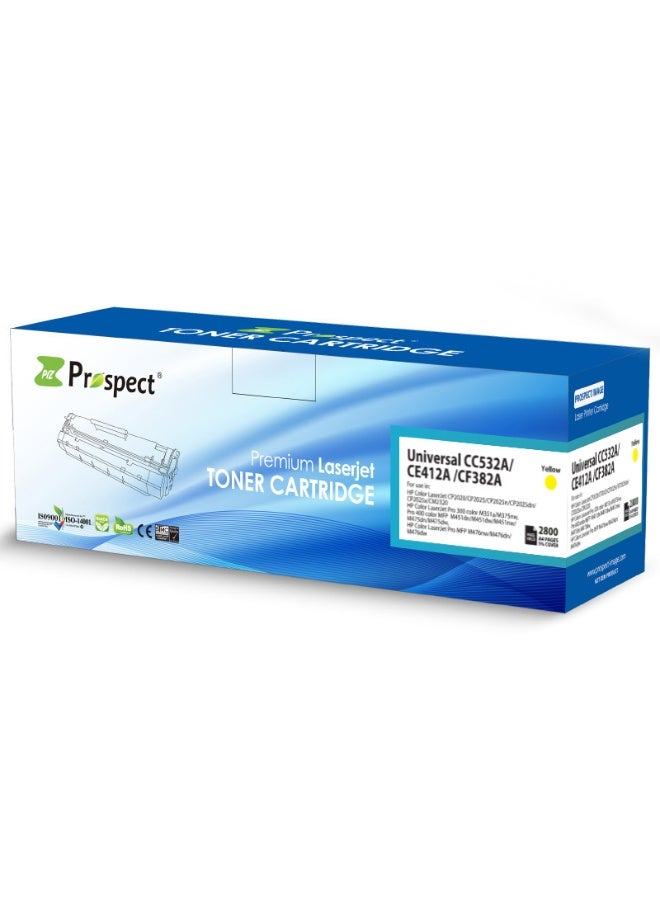 Prospect Toner 312A 305A 304A Yellow Laser Compatible Cartridges with Models 312A CF382A / 305A CE412A / 304A CC532A for HP Printers Color LaserJet CP2020/CP2025/CP2025n/CP2025dn/CP2025x/CM2320 HP Color LaserJet Pro 300 color M351a/M375nw, Pro 400 color MFP M451dn/M451dw/M451nw/M475dn/M475dw/M476nw/M476dn/M476dw ( Yellow ) - Image 1