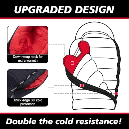 QEZER 0 Degree Down Sleeping Bag for Adults with 650 Fill Power for 27℉-0℉ Cold Weather Lightweight Sleeping Bag - Image 5
