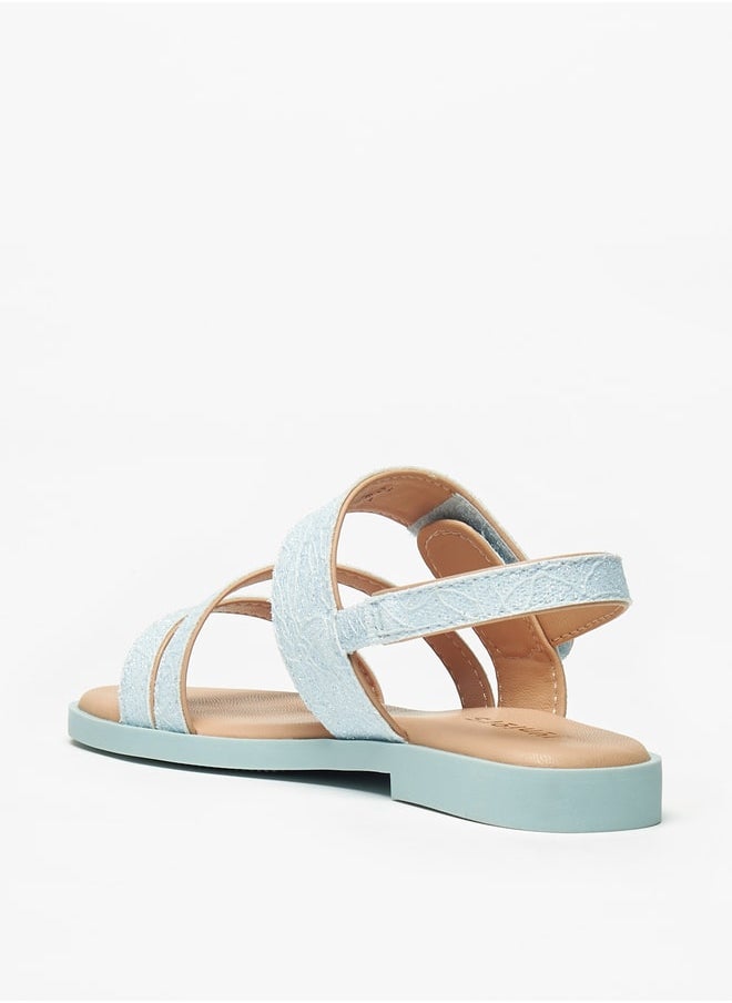 JUNIORS Girls Textured Sandals with Hook and Loop Closure  - Image 2