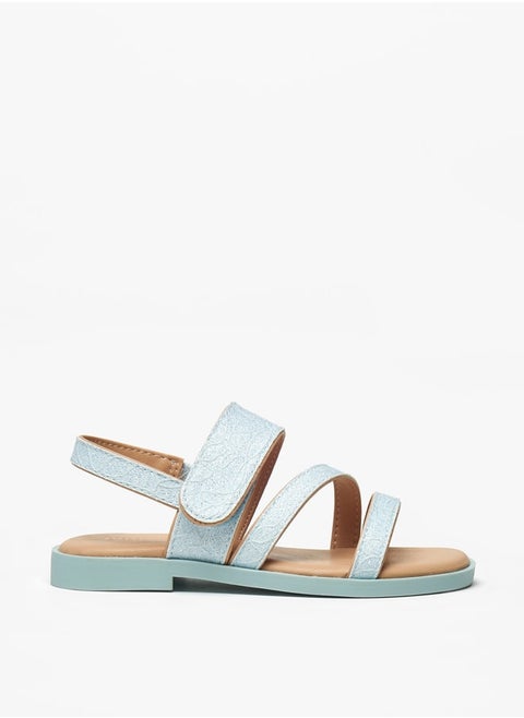 Girls Textured Sandals with Hook and Loop Closure