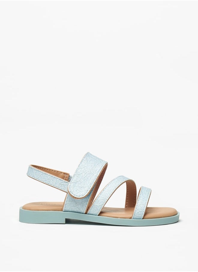 JUNIORS Girls Textured Sandals with Hook and Loop Closure  - Image 1