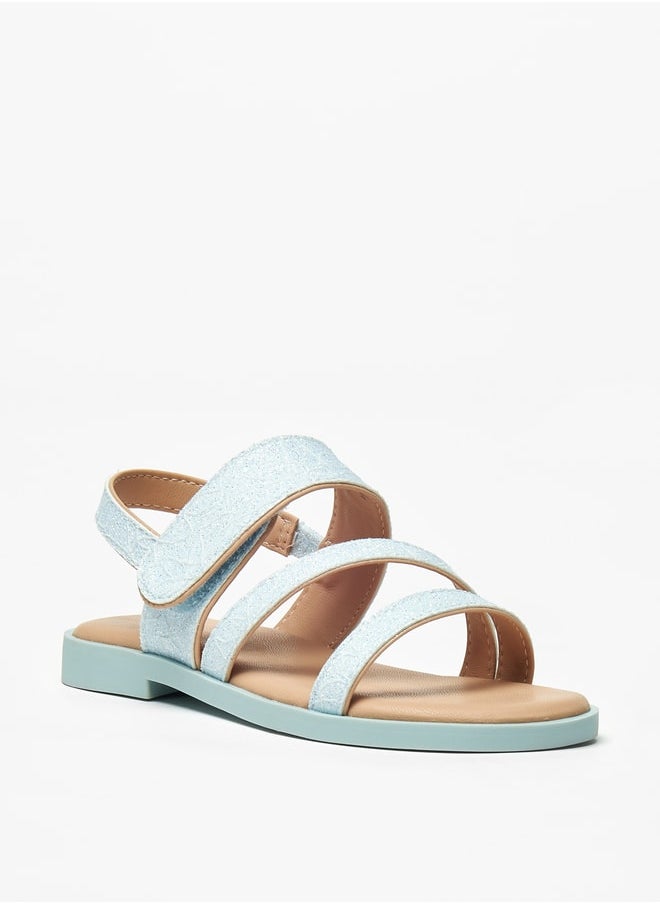 JUNIORS Girls Textured Sandals with Hook and Loop Closure  - Image 3