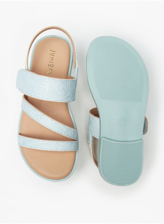 JUNIORS Girls Textured Sandals with Hook and Loop Closure  - Image 4