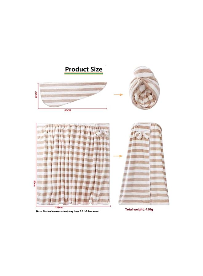 Zaboon Wrap For Women,Women Shower Wrap Lightweight Spa Bathrobe Comfortable Bath Towels Body Wrap With Adjustable Velcro+Hair Drying Towel Set - Image 3