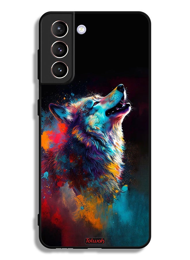 Tolwak Samsung Galaxy S21 Plus 5G Protective Case Cover Wolf Colorful Art - Image 3