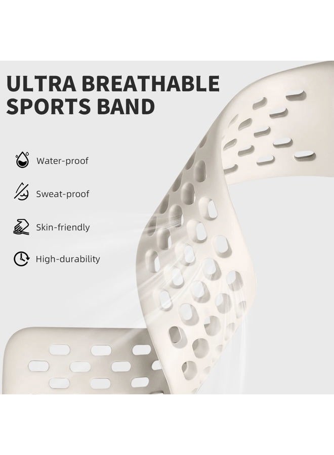 Getino Replacement Bands Compatible with Fitbit Charge 5/ Charge 6 for Women Men, Soft Breathable Waterproof Sport Adjustable Wristbands for Fitbit Charge 5/ Charge 6 Advanced Fitness Tracker, Lunar White - Image 2
