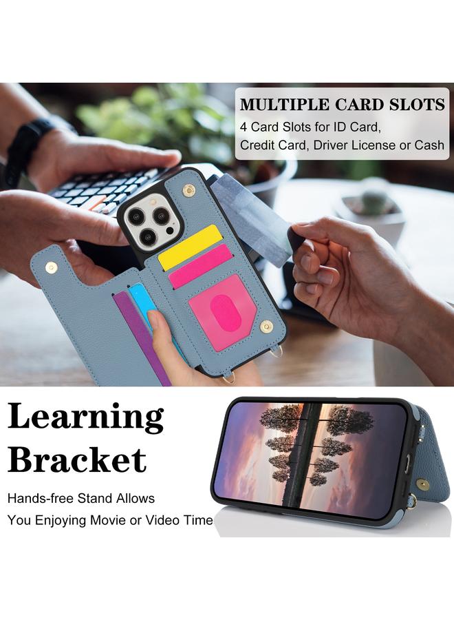 S-TOP Case For iPhone 16 Pro Max Double Bckle Card Slot Full Coverage Phone Case with Cross-body Strap - Image 4