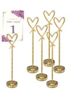 Heart Shape Clip Place Cards Holder Menu Holders for Tables Table Humber Holder Reserved Signs for Tables Wedding Table Party Restaurant Name Cards Memo Holder 5Pcs