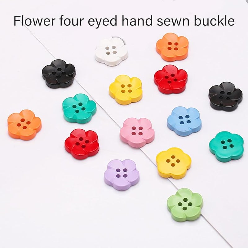 أزرار خياطة على شكل زهرة حمراء بأربعة فتحات، أزرار راتنجية لمشاريع الخياطة - Image 4