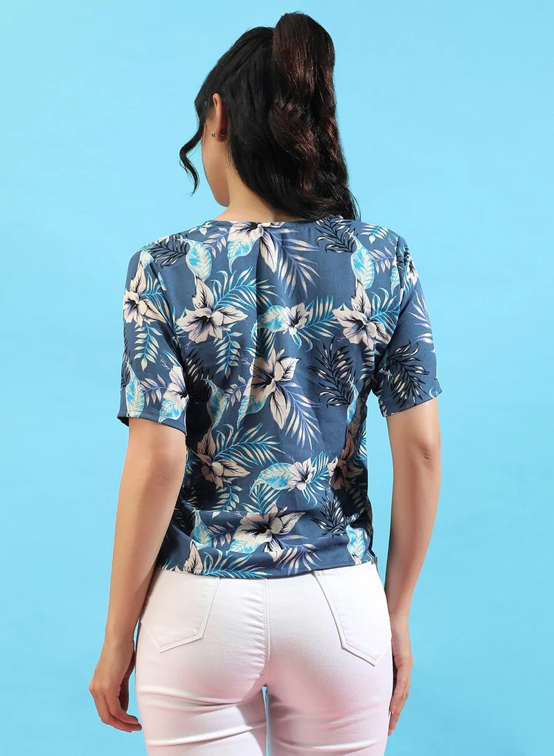 PINACOLADA  Women's Steel Blue Botanical Hues Top for Women | Best Price UAE