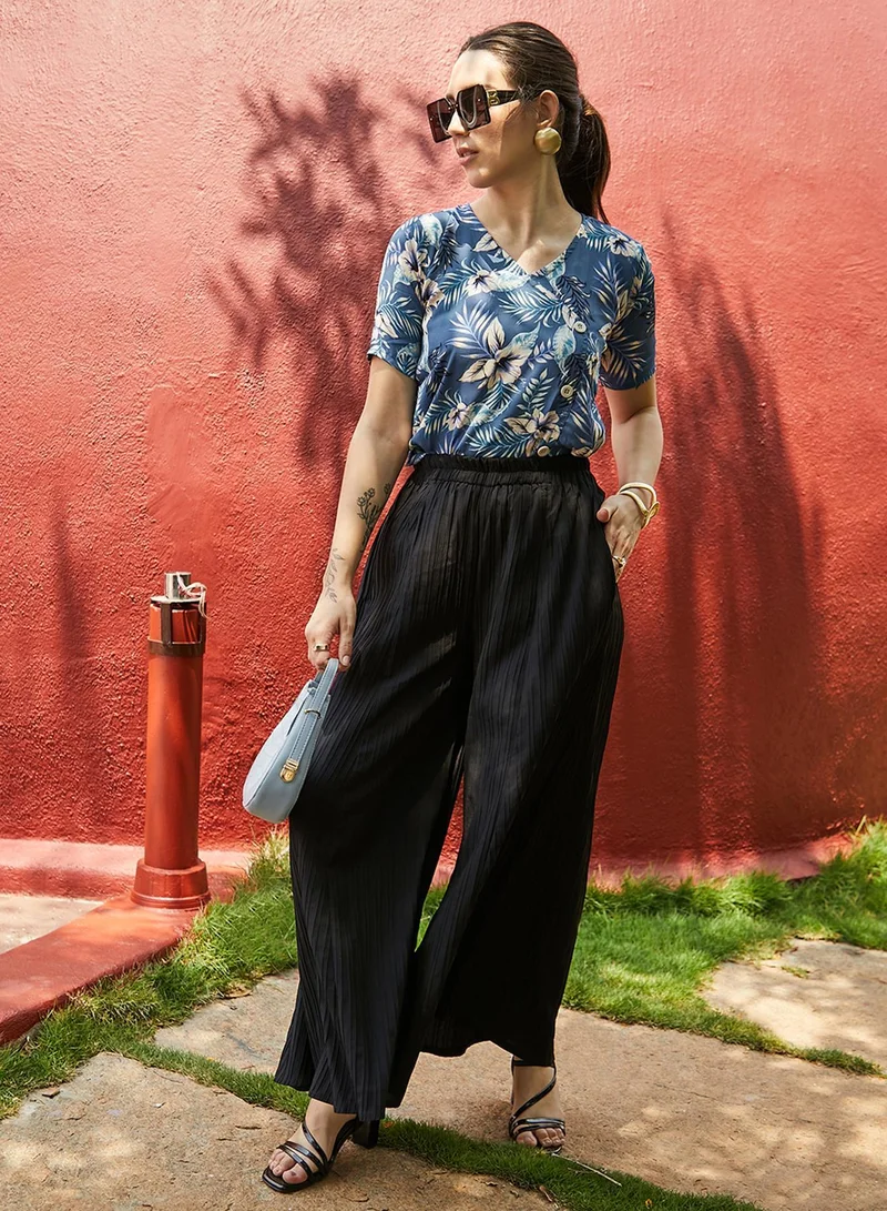 PINACOLADA  Women's Steel Blue Botanical Hues Top for Women | Best Price UAE