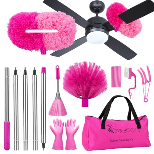 CALBEAU Ceiling Fan Cleaner Duster with 60 inch Extension Pole, Dusters for Cleaning High Ceiling Fan Blades, Dusters Kit with Storage Bag, Cleaning Tools for Families - Image 1