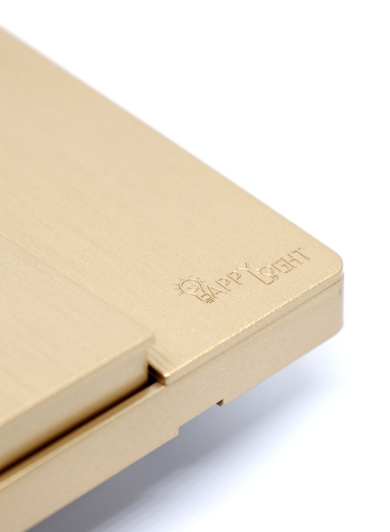 Happy Light Electric wall switch, tripartite button, dual line, golden, piano design - Image 2