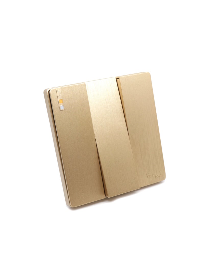 Happy Light Electric wall switch, tripartite button, dual line, golden, piano design - Image 1