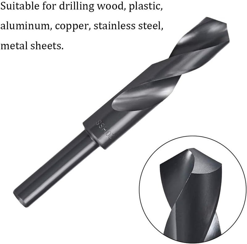 NACX 20mm Reduced Shank Drill Bit, 1/2” Shank High Speed Steel Twist Drill Bit HSS 9341 for Aluminum Plate Copper Wood Stainless Steel - Image 2