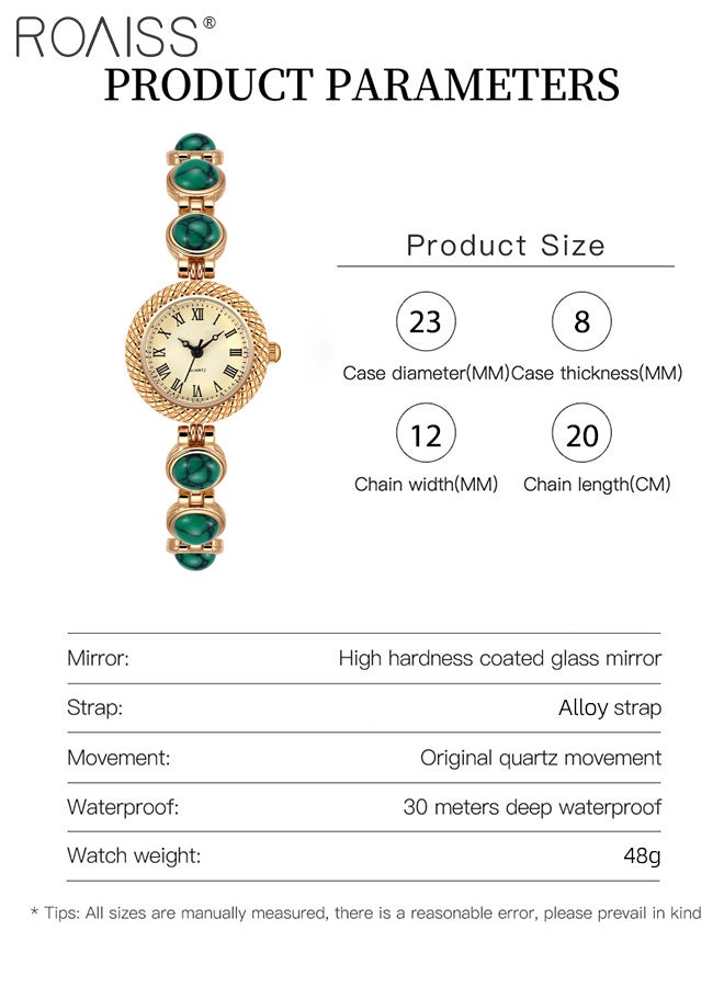 رويس ساعة كوارتز كلاسيكية نسائية، شاشة تناظرية، قرص دائري مع أرقام رومانية، ساعة يد أنيقة مقاومة للماء بسوار فيروزي كهدية للسيدات - Image 3