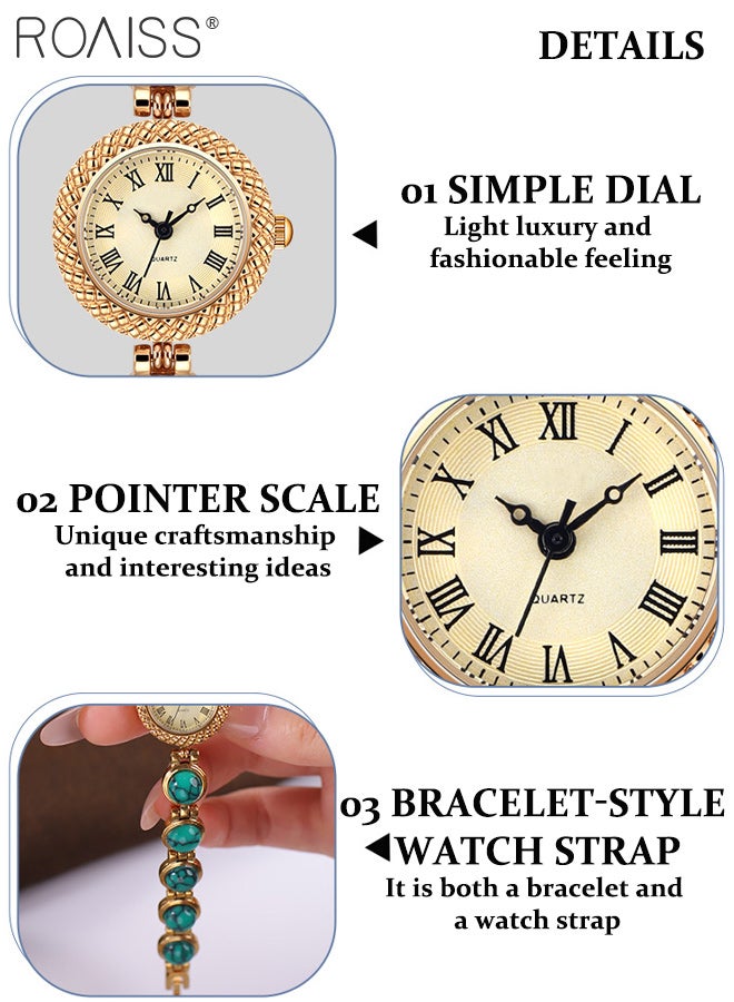 رويس ساعة كوارتز كلاسيكية نسائية، شاشة تناظرية، قرص دائري مع أرقام رومانية، ساعة يد أنيقة مقاومة للماء بسوار فيروزي كهدية للسيدات - Image 5