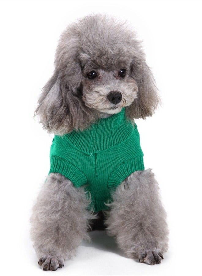 Loquat Squality Pet Supplies Dog Clothing Solid Color Floral High Neck Clothing Autumn And Winter Nave Green - Image 1