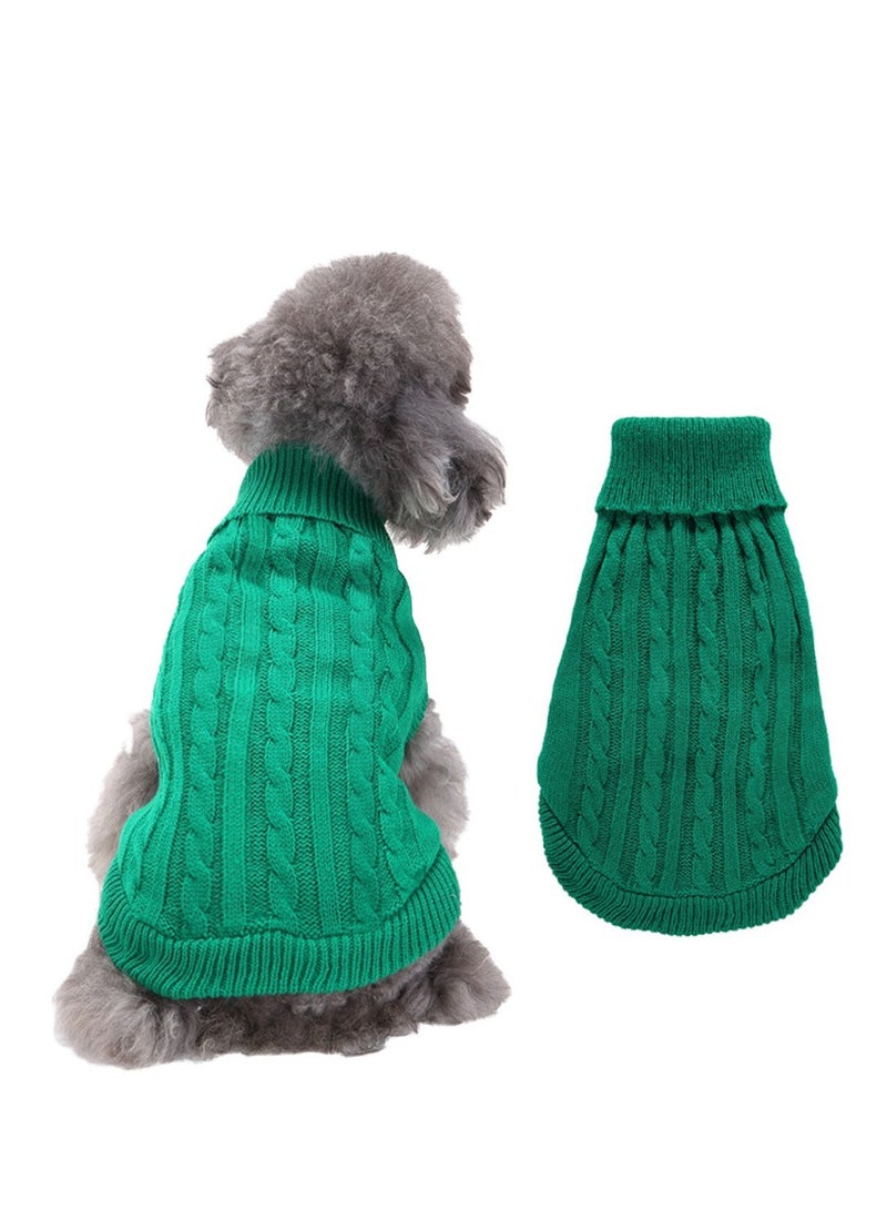 Loquat Squality Pet Supplies Dog Clothing Solid Color Floral High Neck Clothing Autumn And Winter Nave Green - Image 2