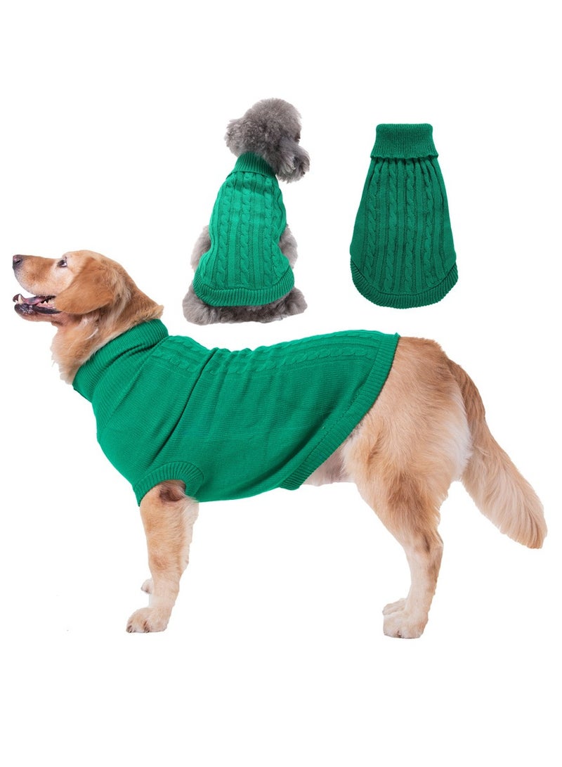 Loquat Squality Pet Supplies Dog Clothing Solid Color Floral High Neck Clothing Autumn And Winter Nave Green - Image 3