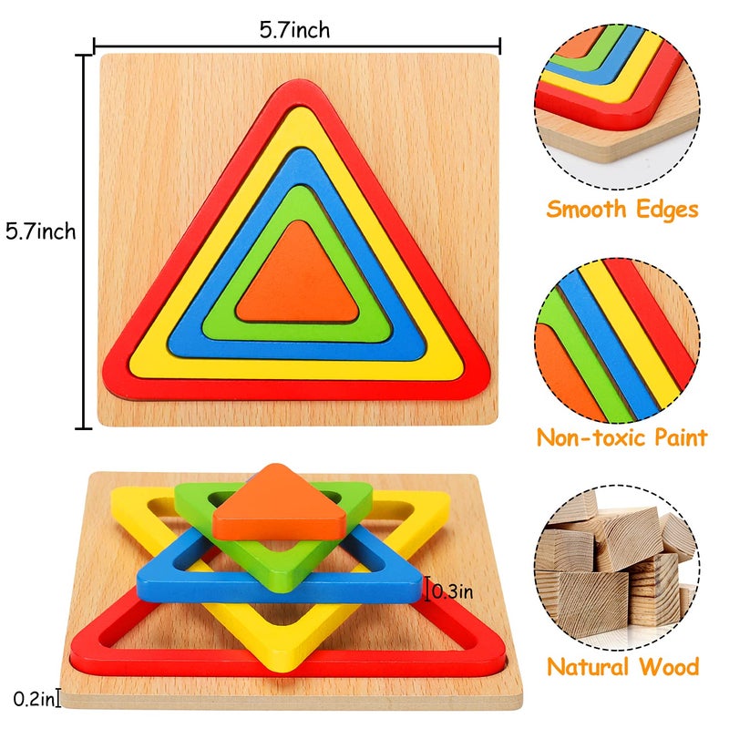 AugToy Toddler Puzzles Montessori Toy Wooden Shape Sorting Puzzle Sensory Toy Toddler Activities Preschool Learning Educational Autistic Developmental 1 2 3 Year Old Girl Boy 1-3 Dementia Game Easter Gift - Image 3