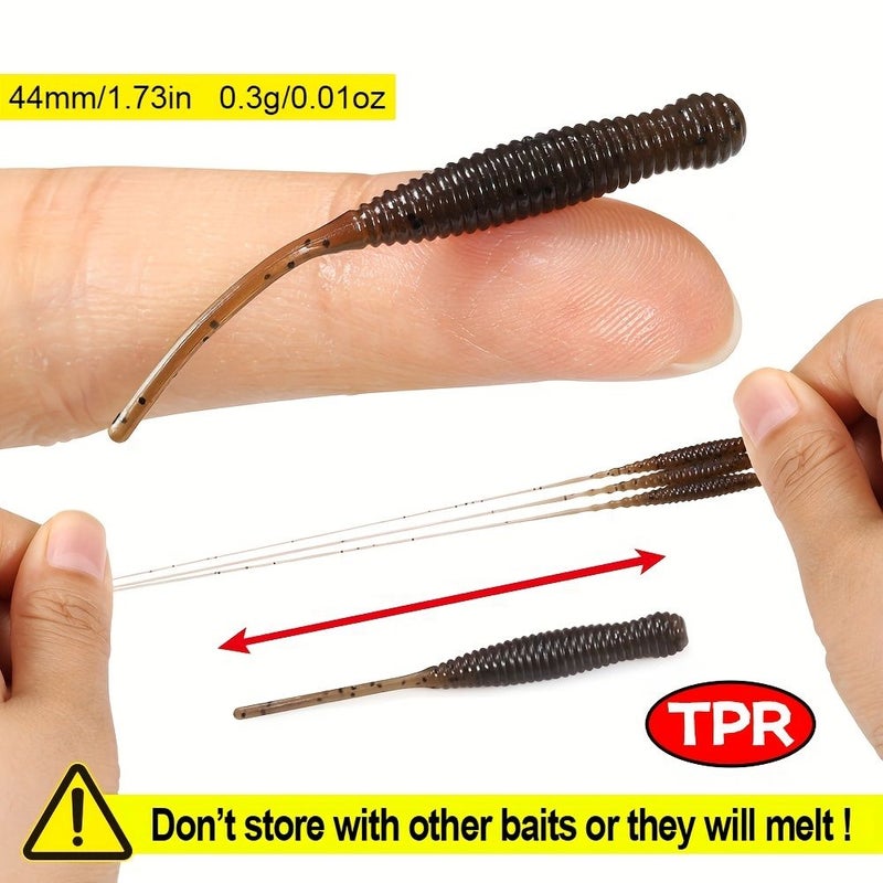 Soft Bait Color C TPR Micro Worm Pintail Mini Artificial Slow Sinking Fishing Lures Rockfish Swimbaits Ajing Tackle - Image 3