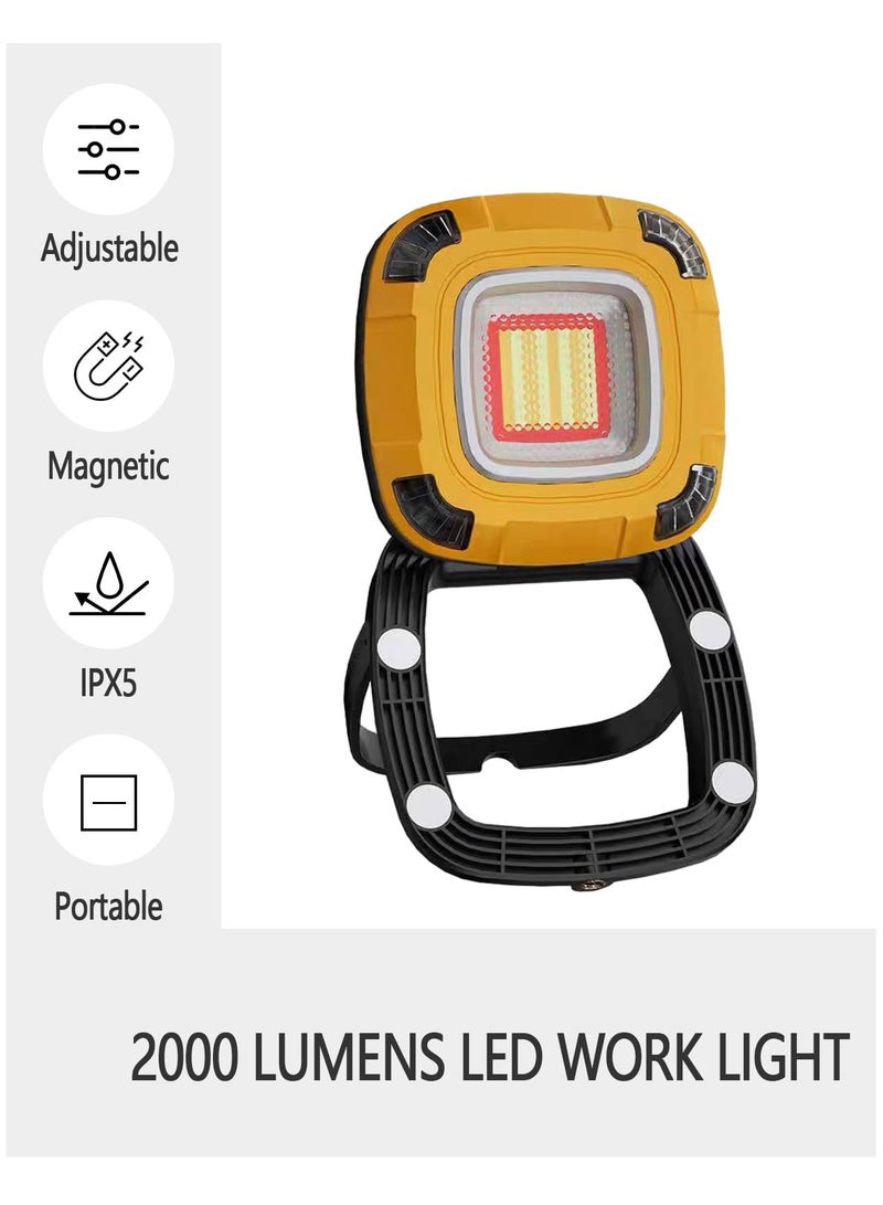 KASTWAVE مصباح عمل قابل لإعادة الشحن بتقنية LED مع 10 أوضاع إضاءة، 2000 لومن مصباح مغناطيسي محمول COB، 4000 مللي أمبير ساعة كشاف ضوئي وسبوت لايت، دوران 210° مقاوم للماء IP65 لإصلاح السيارات والتخييم - Image 3