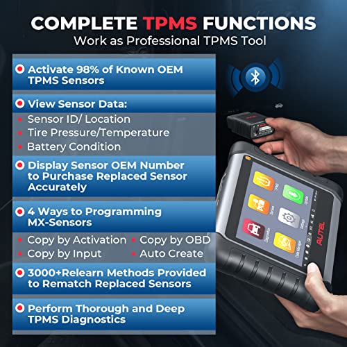 Autel MaxiCOM MK808S-TS Scanner, 2024 Complete TPMS Check/Activate/Relearn Tool, Same as MX808S-TS MK808Z-TS, 28+Service, BT Full System Scan,Bidirectional, FCA AutoAuth,Upgrade of MK808BT PRO MK808S - Image 4