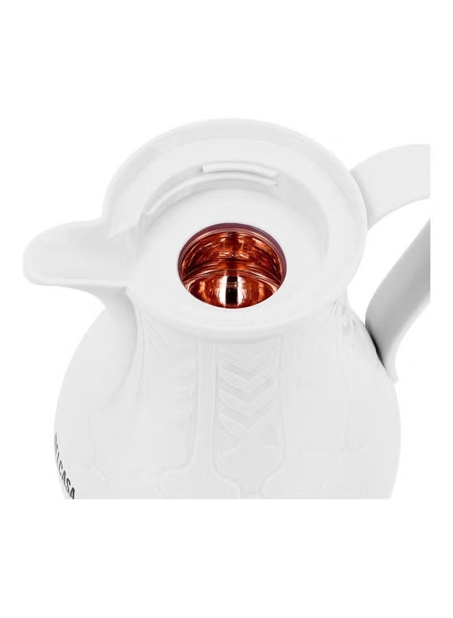 DELCASA Double Wall Vacuum FlasK Asbestos Free Pink Glass Inner Portable Durable Comfortable Handle And Lid Premium Quality PP Outer Body White 1Liters - Image 5